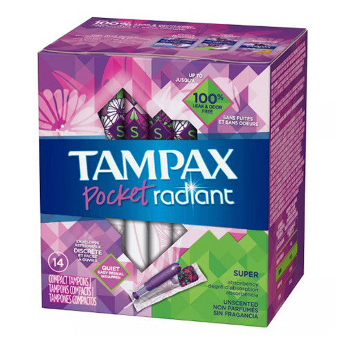 Tampax Pocket Radiant Super Absorbency Compact Tampons, 14 Ea